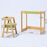Juego de Mesa y Silla para niños de Madera Maciza, Escritorio de Kinder Study Liftable, con cajón (1 Mesa 1 Silla)