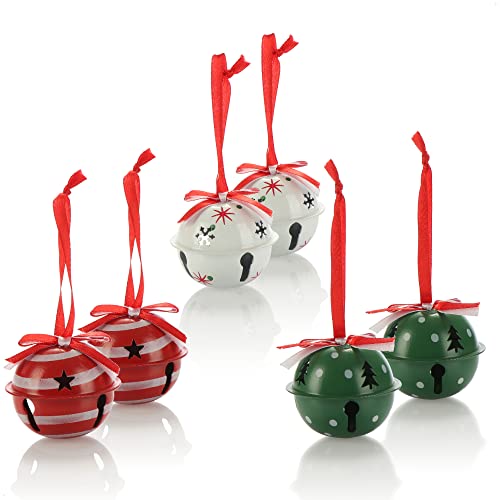 com-four® 6X Hängedeko für Weihnachten 6 cm Ø - Glöckchen aus...