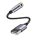 MOSWAG Adattatore audio da USB a jack da 3,5 mm, scheda audio esterna Adattatore da USB-A a jack audio con convertitore stereo Aux da 3,5 mm compatibile con cuffie, PC, laptop, Linux, desktop, PS4