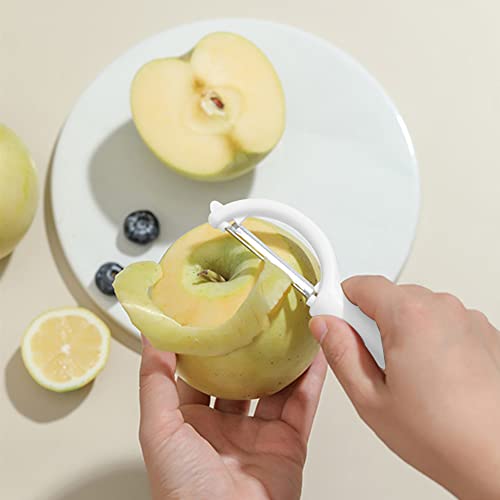 Foto von 2 Stück Universalschäler Sparschäler Edelstahl Kartoffelschäler Schäler für Fruit and Vegetables, Gemüseschäler Melonenschäler Gurkenschäler mit Pendelklinge, Weiss&Grün
