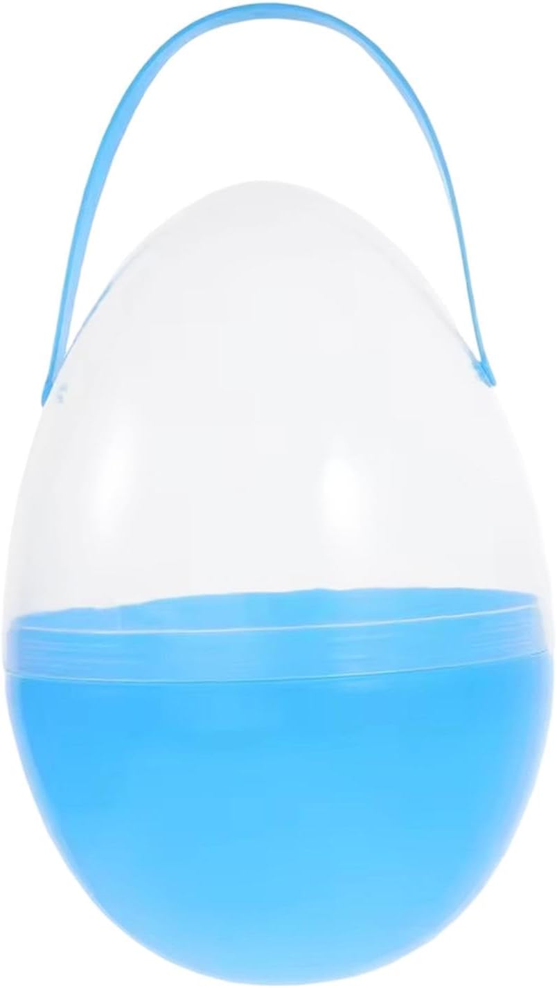 LOVIVER Jumbo Easter Egg Egg Shaped Container Empty Interactive Toys with Handle Easter Basket Stuffers for DIY Crafting Home Spring, blue