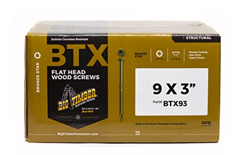 #9 by 3-inch T-25-drive bit Bronze Star Flat Head Screws-Exterior,(2000 per Box) - BIG TIMBER BTX93