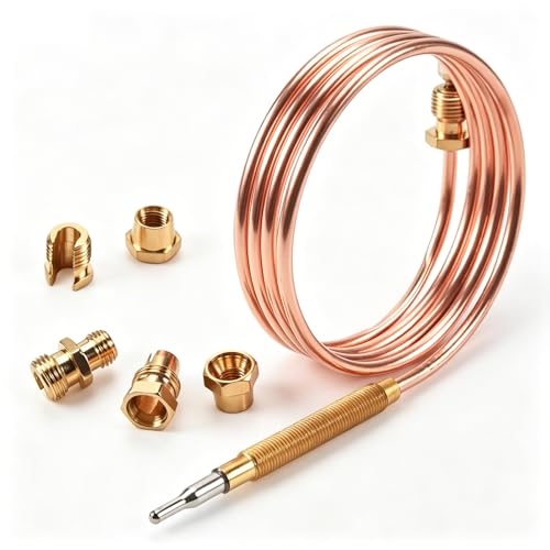 Uadme Kit Thermocouple à Gaz Universel, 90cm M6x0.75 Thermocouples à Gaz de Chauffage, Métal Filetage, pour Chauffage, Brasero, Four, Chauffe-Eau
