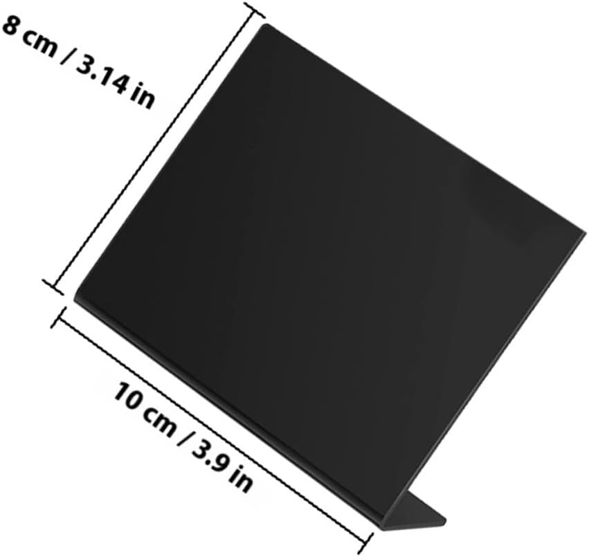 POPETPOP Acrylic Chalkboard Message Board Set with 12 Black Desktop Writing Boards and 1 Chalk Marker, Small Blackboard Sign for Wedding Party Tabletop Decoration and Home Counter Display