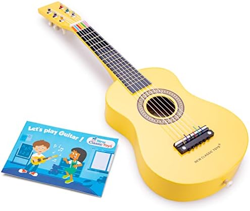 New Classic Toys - 10343 - instrument muzyczny - zabawka gitara drewniana - żółta