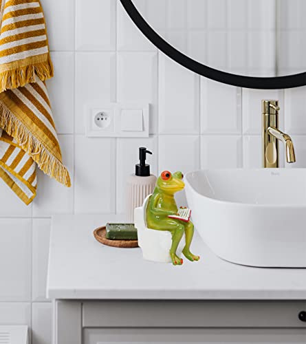Medsox Frog Figurines Statue Collectibles Toilet Bathroom Decor Gifts, Funny Frog Sculptures Accessory Desk Table Ornaments Present, Cute Frog Figures Themed Home House Decorations #TOP5