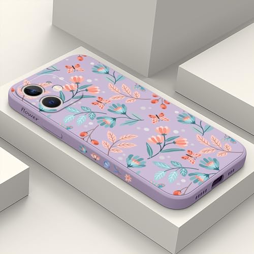 Coque iPhone 12 Mini feuille violette LEECG en silicone souple