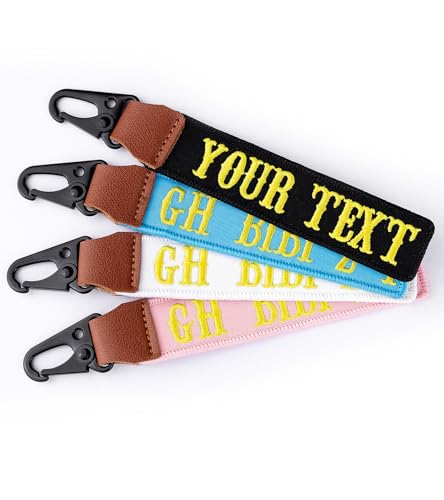 TOQAPV Custom Embroidery Keychains - Personalized Car Key Chain with Name, Cute Key Tag & Key Charm for Backpack, Car, Motorcycle, Luggage – Gifts for Women and Men