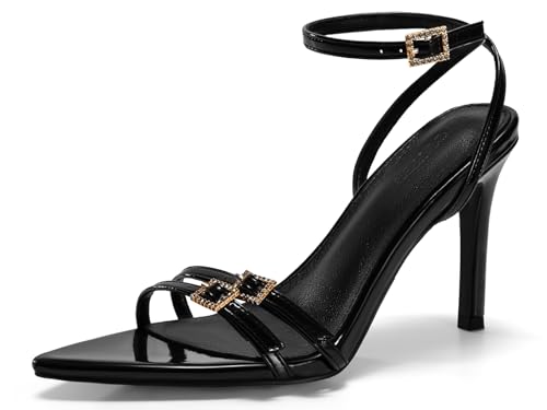 Coutgo Womens High Heeled Sandals Pointed Open Toe Ankle Buckle Strap Stiletto Heels Dress Party Shoes4