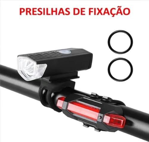 Kit de Luzes Recarregável para Bicicleta, Farol e Lanterna Traseira, Impermeável, Vários Modos de Lu