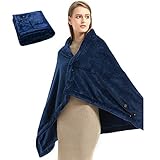 WOOLALA USB Heated Blanket Wrap, Luxury Flannel Wearable Heated Throw Blanket with Buttons Ultra...