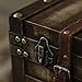 Vintiquewise Small Wooden Storage Trunk, Vintage Suitcase Chest Box with Faux Leather Straps and Handles, Memory Keepsake Box