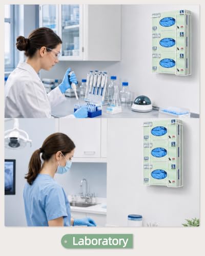 Image of Gloves Holder Wall Mount, 3-Box Capacity Metal Glove Dispenser Rack, White