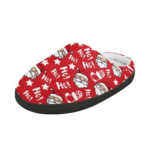 POLERO Ho Ho Ho Santa Slippers Kids Christmas Slippers for Holiday Festival Bedroom Warm Shoes Winter Slippers for Party Size 9/10