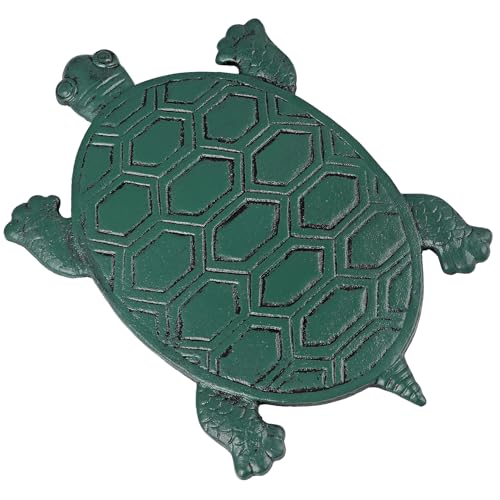 Fardtry Tortoise Stepping Stone, Cast Iron Turtle Paver, Decorative Garden Flagstone for Lawn, Yard, Walkway, Flower Bed (Green)