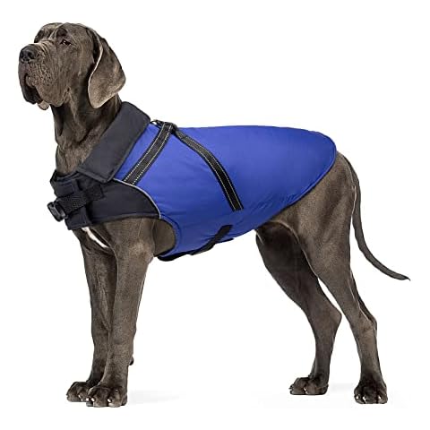 Buddypuppy Dog Coat with Harness, Waterproof Dog Warm Jacket for Fall & Winter, Dog Reflective Raincoat for Small, Large Dogs Cover