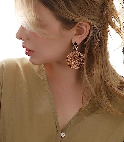 Ozel – Lightweight Filigree Dangle Earrings For Women – 14K Gold Plated / 925 Sterling Silver Plated/Matt Black Finished – Teardrop Bullet Circular Shape – Gold/Silver/Black Color (G_301266-1) #TOP4