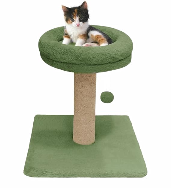 Image of Fur Activity Cat Tree Scratching Post with Natural Sisal Tower for Kittens and Cat (Green - BLOSTER-TOP)