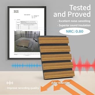 Art3d 4 Pieces 94.5" x 7.9" Acoustic Slat Wood Wall and Ceiling Panels,Fluted Modern Sound Absorbing Panels, Teak