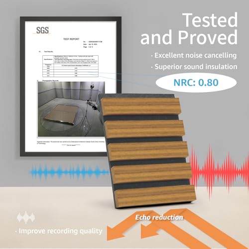 Art3d 4 Pieces 94.5" x 7.9" Acoustic Slat Wood Wall and Ceiling Panels,Fluted Modern Sound Absorbing Panels, Teak