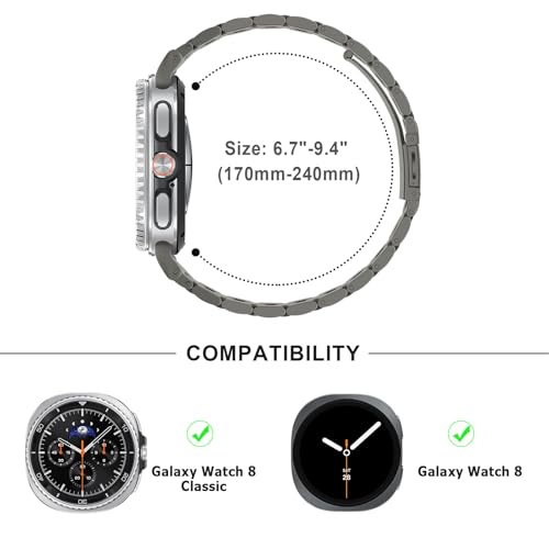 Image of Anlinser No Gap Bands Compatible with Samsung Galaxy Watch Ultra 7 /6 /5 /4 /FE Band 44mm 40mm /Watch 6 Classic Band 47mm 43mm /Watch 5 Pro 45mm /Watch 4 Classic, 20mm 22mm Metal Strap for Women Men