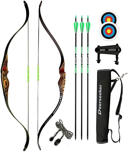Deerseeker Archery Recurve Youth Bow Set & Arrows Handmade Wooden Beginner Longbow Kit with Laminated Limbs 3 Arrows Quiver Arm Guard 2 Target Paper for Kids & Teenagers Gift Deerseeker Archery Recurve Youth Bow Set & Arrows Handmade Wooden Beginner Longbow Kit with Laminated Limbs 3 Arrows Quiver Arm Guard 2 Target Paper for Kids & Teenagers Gift