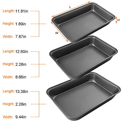 STARVAST Non Stick Oven Baking Trays, 3 Pieces Carbon Steel (PFOA Free) Roasting Tins Pans - Black - Image 3