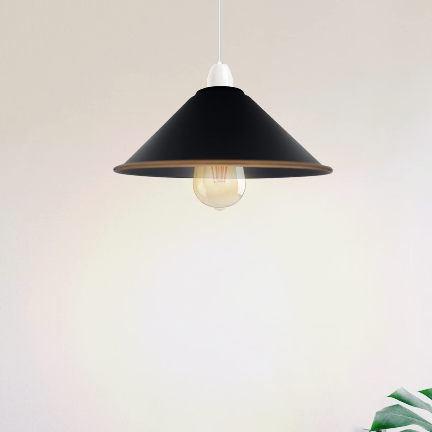 DCVOLTAGE 2 Pack Modern Ceiling Lamp Shade Black Inner Gold Metal Cone Shape Pendant Light E27 Base Hanging Light Fixture for Bedroom Hallway Office Café Restaurant - Image 2