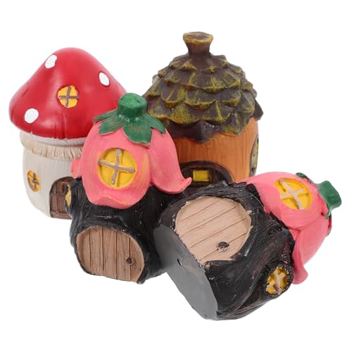 Homoyoyo 4 Stück Teiliges Mini Feenhaus aus Langlebigem Harz Detailreiche Miniatur Garten Deko für...