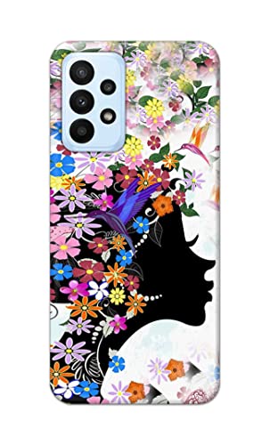 Image of Printed Hard Back Cover Case for Samsung Galaxy A23 4G | Samsung Galaxy A23 5G Back Cover (Floral Hairstyle Girl) -1803