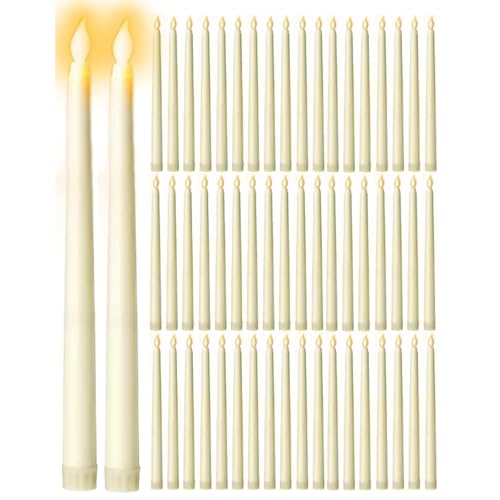 Bougies LED de Noël et église couleur ivoire lot de 50 chandelles élégantes