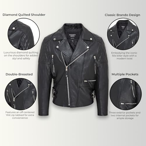 Mens Cowhide Leather Brando Biker Jacket2
