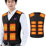 [Czlyxo] 電熱ベスト 加熱ベスト 【16箇所発熱 前後独立スイッチ】 ヒーター 日本製繊維ヒーター 加熱服 USB/DC給電 電熱ジャケット 前後独立スイッチ メンズ レディース 加熱服 3段階温度調整 伸縮性 速暖 保温 丸洗い (JP, アルファベット, L, ブラック（本体のみ）)