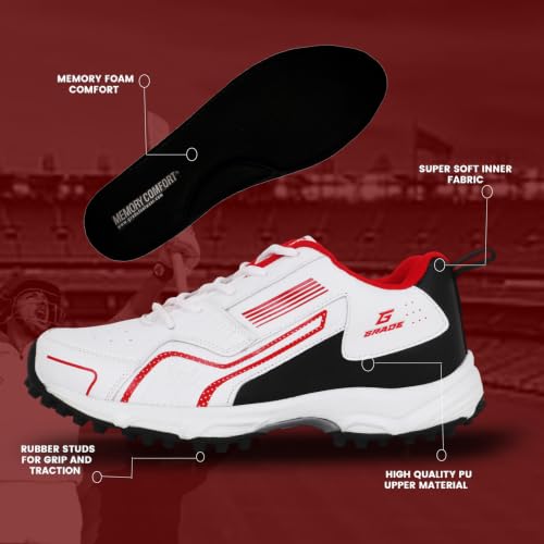 Image of Grade Century Cricket Shoes for Men with Memory Foam Comfort|Rubber Spike Shoes|Comfortable & Lightweight Shoes Men|Mens Shoes