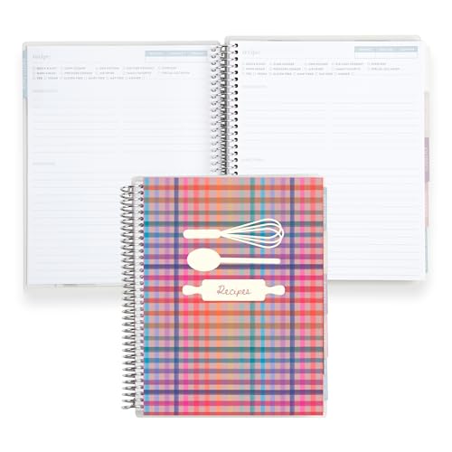 Erin Condren Colorful Plaid Recipe Notebook, 7"x9" Spiral Notebook for All Your Recipes, Built to Last, Makes a Thoughtful Keepsake and Gift [spiral_bound]