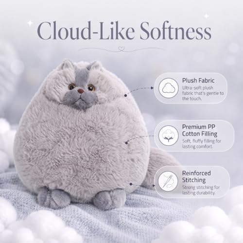 Image of Winsterch Cat Plush Stuffed Animal Toy, 10-Inch Gray Stuffed Cat for Girls