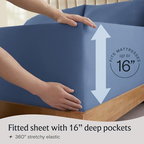 Image of LuxClub 4 PC Queen Sheet Set, Breathable Luxury Bed Sheets, Deep Pockets 18 inch Wrinkle Free Cooling Sheets Machine Washable Hotel Bedding Silky Soft - Oxford Queen