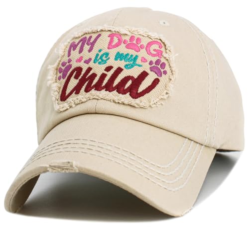 Image of KBETHOS Dog Cat Mom Dad Theme Womens Baseball Cap Distressed Vintage Unconstructed Embroidered Patch Hat
