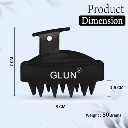 Image of GLUN Pack of 2 Scalp Shampoo Brush - Silicone Hair Scalp Massager for Dandruff Removal & Deep Cleansing (Black)
