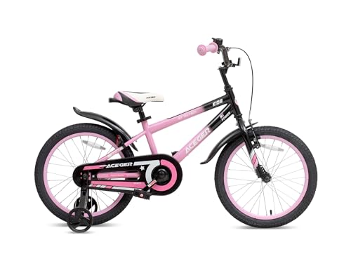 Image of ACEGER Simon Kids Bike for Boys Girls Toddlers, Unisex for Aged 3-13 Years, 12 14 16 18 Inch Children Bicycle with Training Wheels, 20 Inch Bike with Kickstand