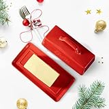 Picture of Bruntmor Ceramic Butter Dish With Lid. Butter Holder/ Tray/ Storage With Lid And Handle. Porcelain Butter Keeper For Countertop. Butter Dish With Cover in Red Color.