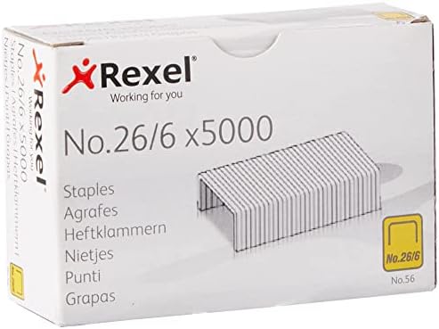 Rexel No.56 26/6 mm Standard Staples, For Stapling up to 20 Sheets, Use with Desktop Staplers and Pliers, Box of 1000, ACCO6131