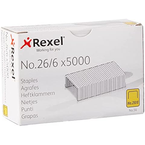 Rexel No.56 26/6 Staples for Standard Staplers, For Stapling Upto 20 Sheets, Use with Desktop Staplers and Pliers, 5000 Count (Pack of 1) Cover