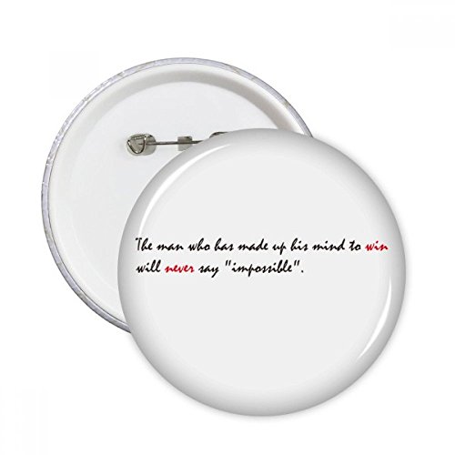Badge bouton Impossible broches rondes 5pcs, le cadeau original pour customiser les vêtements