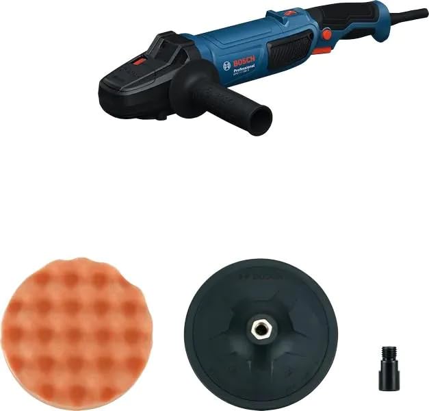 Image of Bosch Professional Polisher GPO 11-180 S, 1100W Corded Electric Buffer, 180mm Pad, 900-3800 RPM Variable Speed Machine for Car Detailing, Vehicle Paint Care, Metal Fabrication & Scratch Removal