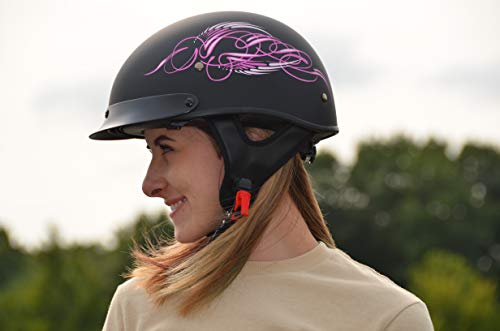Vega Helmets 7823-054 Unisex-Adult Half Helmet (Pink Scroll On Matte Black, Large) #TOP5