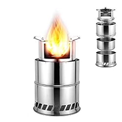 DHHVIC Stufa da Campeggio All'aperto Portatile, Stufa A Legna in Acciaio Inox, Attrezzature da Campeggio, Cucina All'aperto Compatto Antivento da Campeggio, 20 * 20 * 30.5 Cm