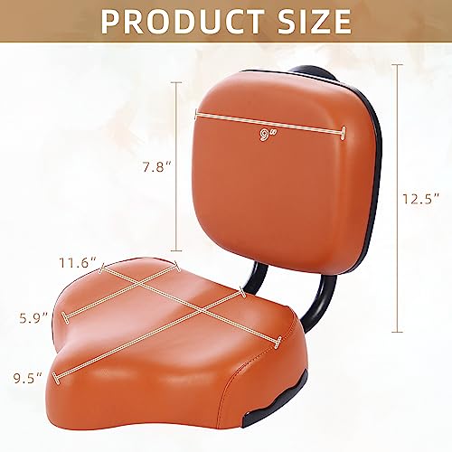 AkiiGer Assento de bicicleta com encosto, selim de triciclo extra largo com suporte para as costas,