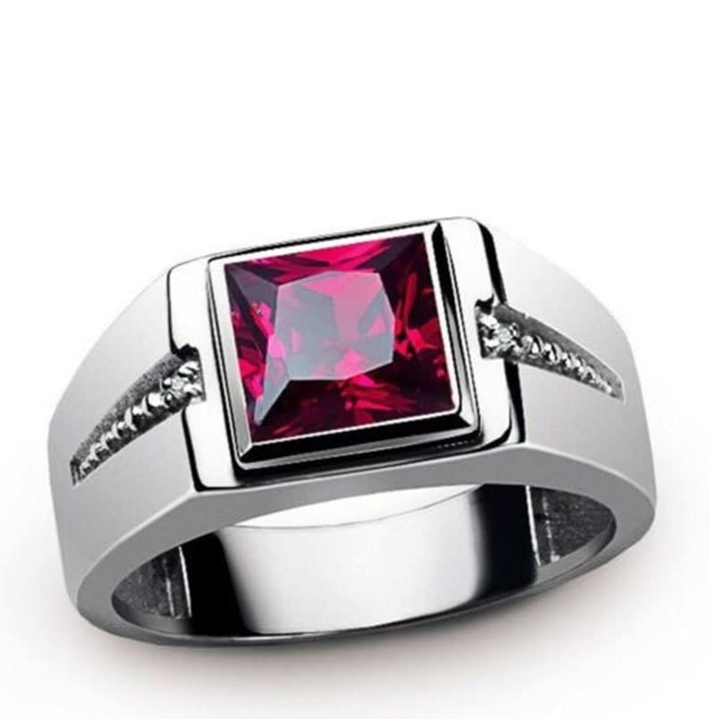 Bague Imposante En Argent 925 Sertie D'un Rubis Naturel - Neuve Dans Son écrin