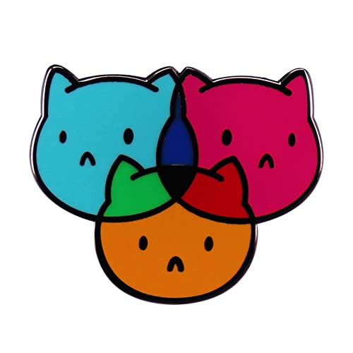 Image of Three Primary Colors Cat Head Brooch Cute Animal Badge Funny Cat Enamel Pin Couple Badge Clothes Bag Jewelry Accessories Pin Gifts For Friend